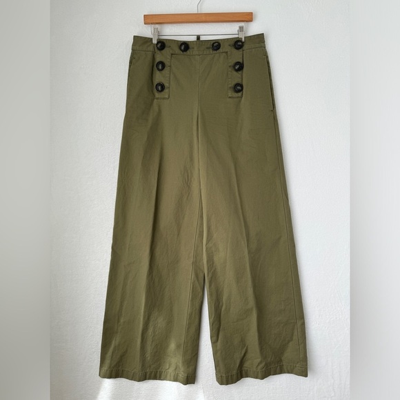 DSQUARED2 womens green wide leg high waist Sailor Trousers size IT 44 US 8 - Picture 1 of 11